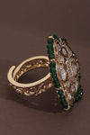 Green Diamonds Polki Embellished Ring