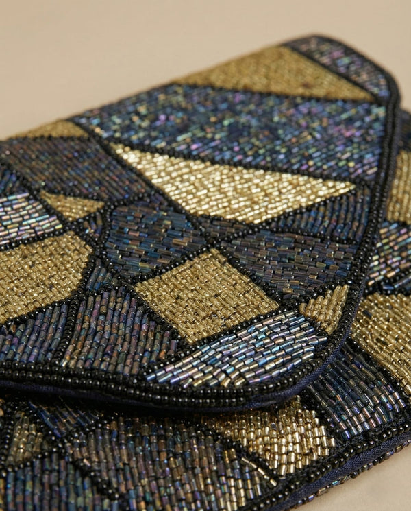 Meraki Beaded Geometric Canvas Sling Bag