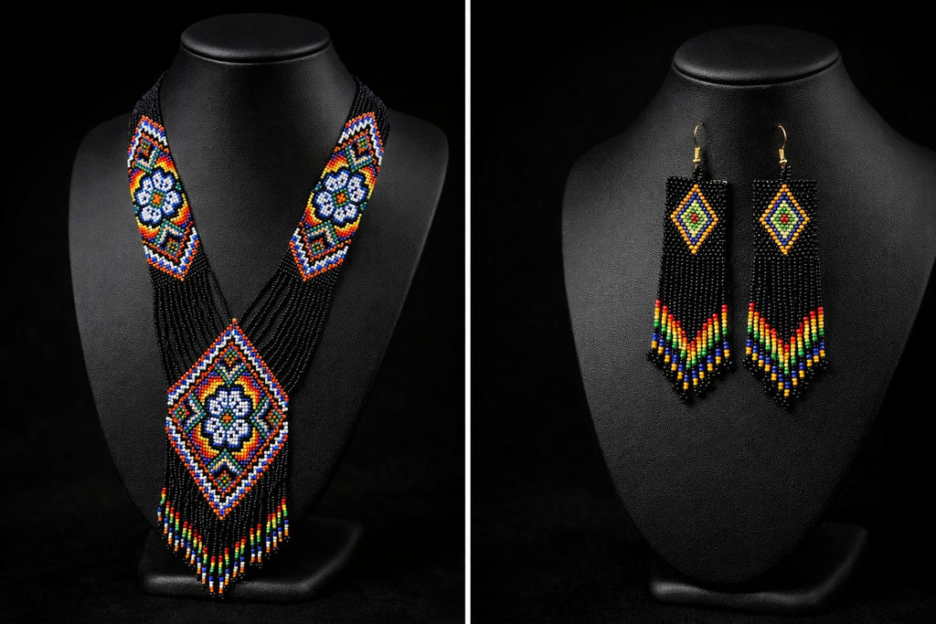 Multicolor Ethnic Beaded Long Set
