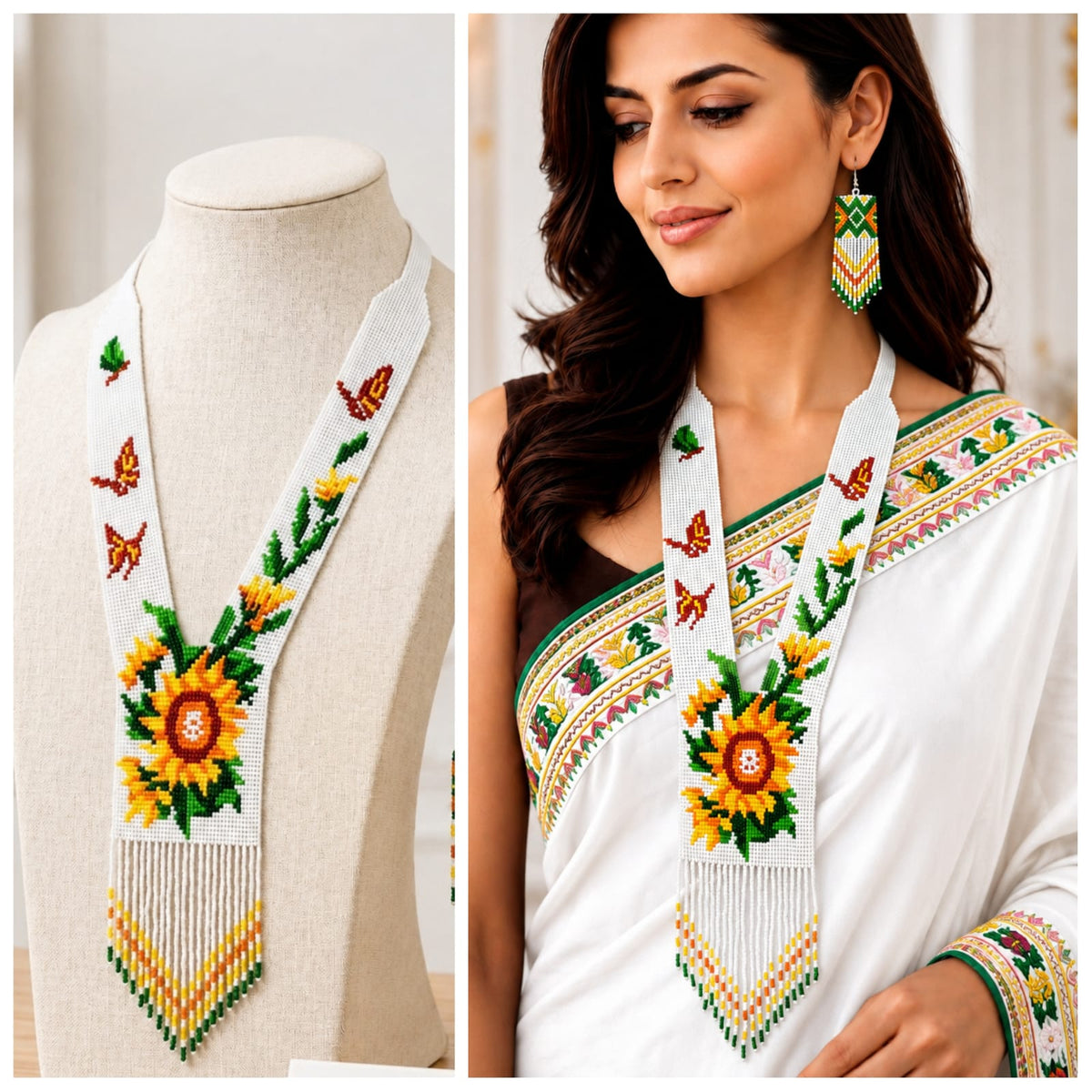 Meraki Trends Multicolor Ukrainian Beaded Long Set