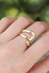 Twin Edge Gold Plated Brass Ring