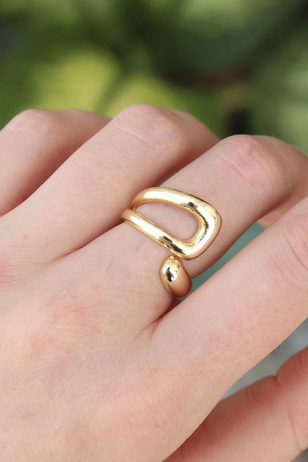 Twin Edge Gold Plated Brass Ring