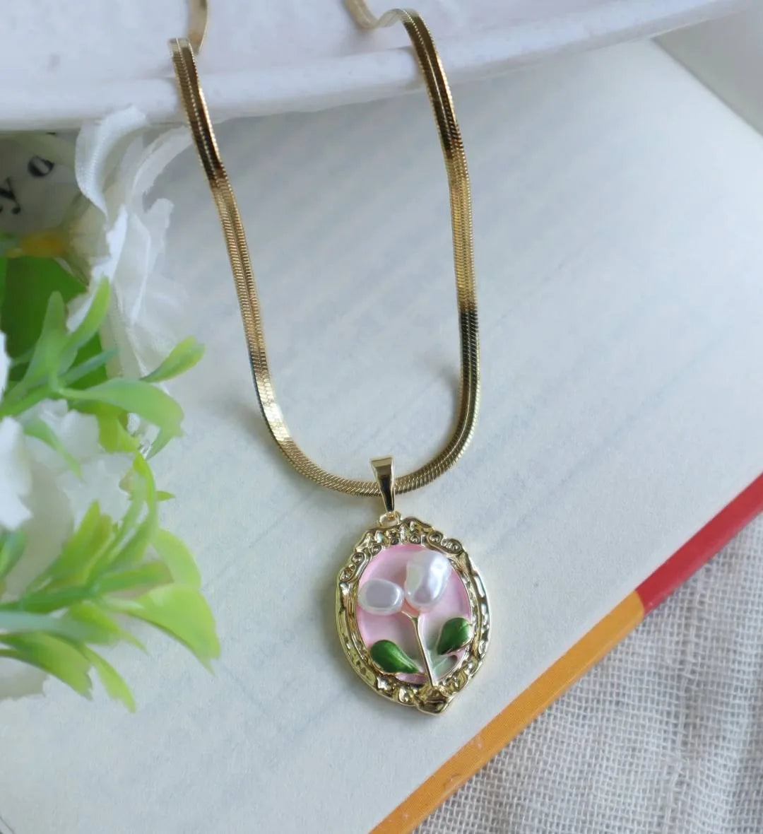 Anti-Tarnish Pearl Flower Pendant