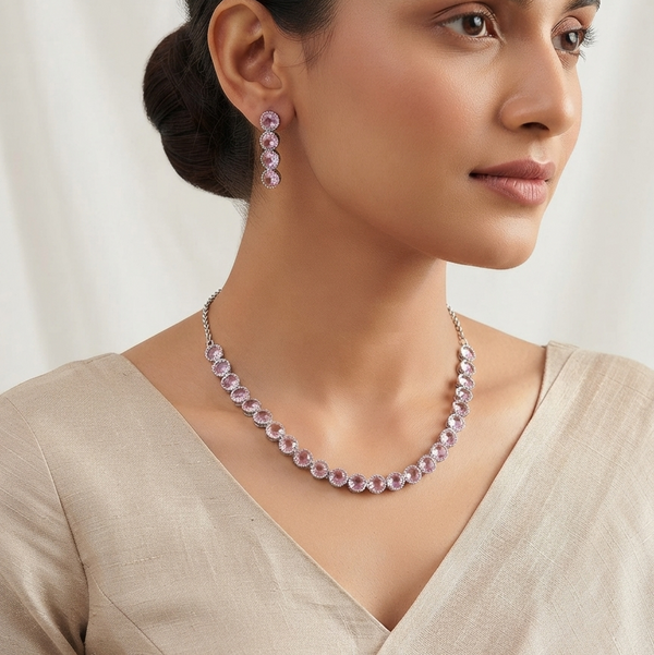 Silver Tone American Diamond Choker