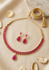 Gold Plated Magenta Necklace Set