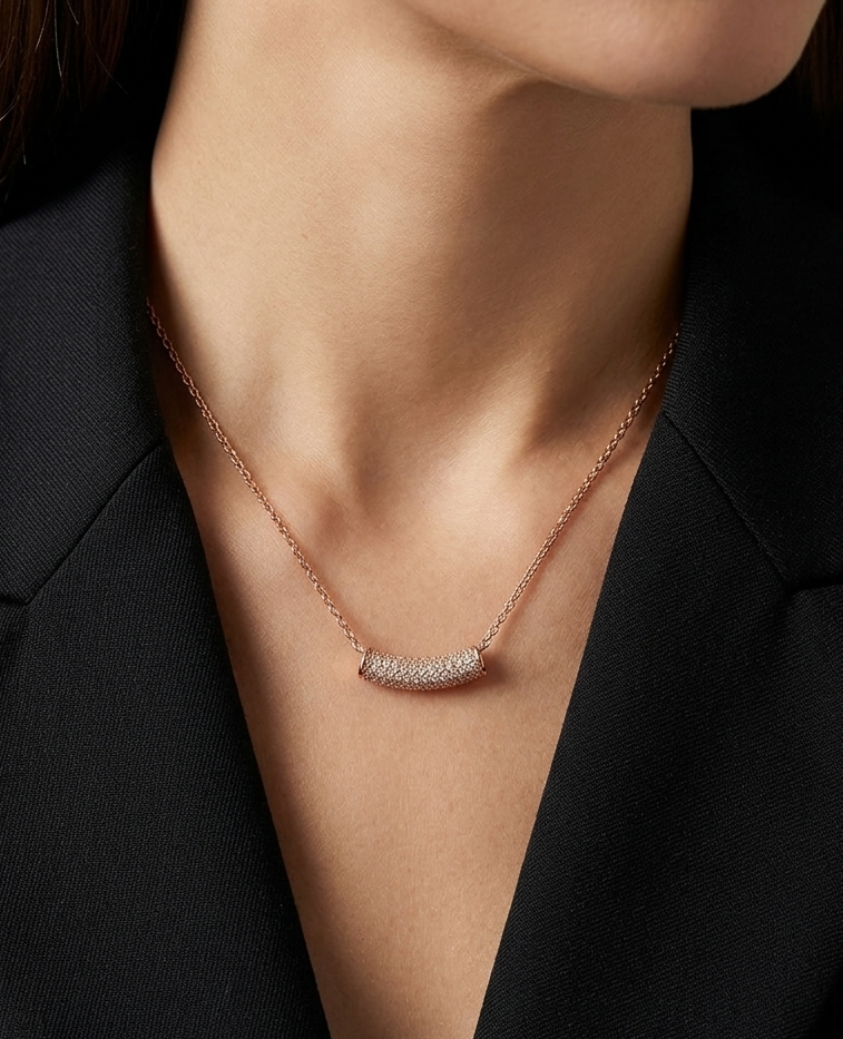 Rose Gold Chain With Curved Pendant