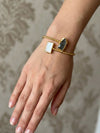 Grey And White Gemstone Gold Brass Bracelet
