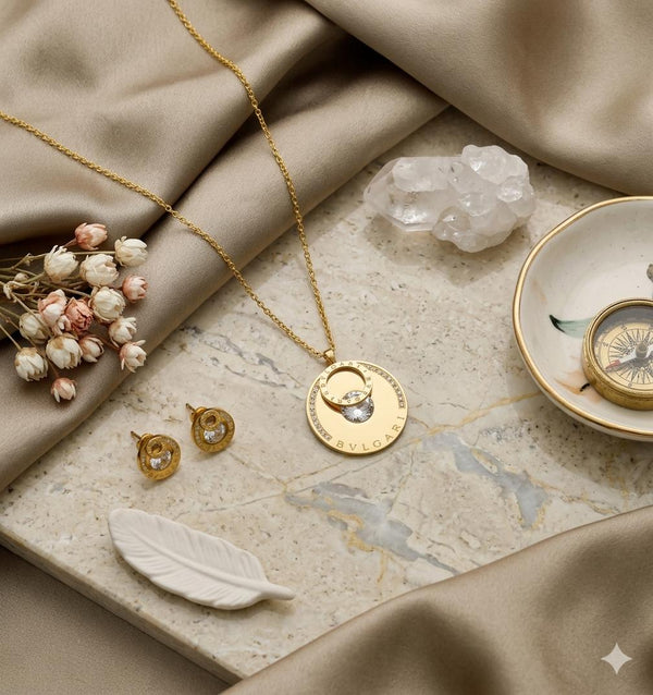 Round Shape Gold Plated Pendant Set