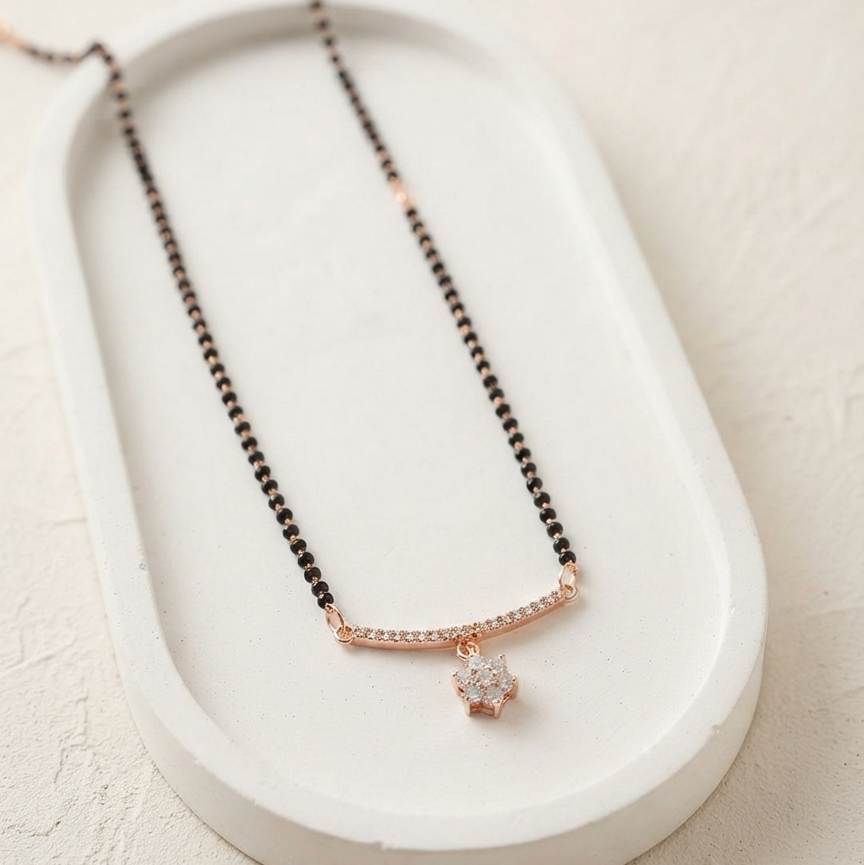 Trendy Diamond Studded Rose Gold Mangalsutra