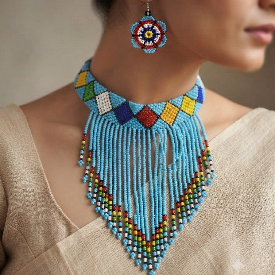 Beaded Statement Choker Set