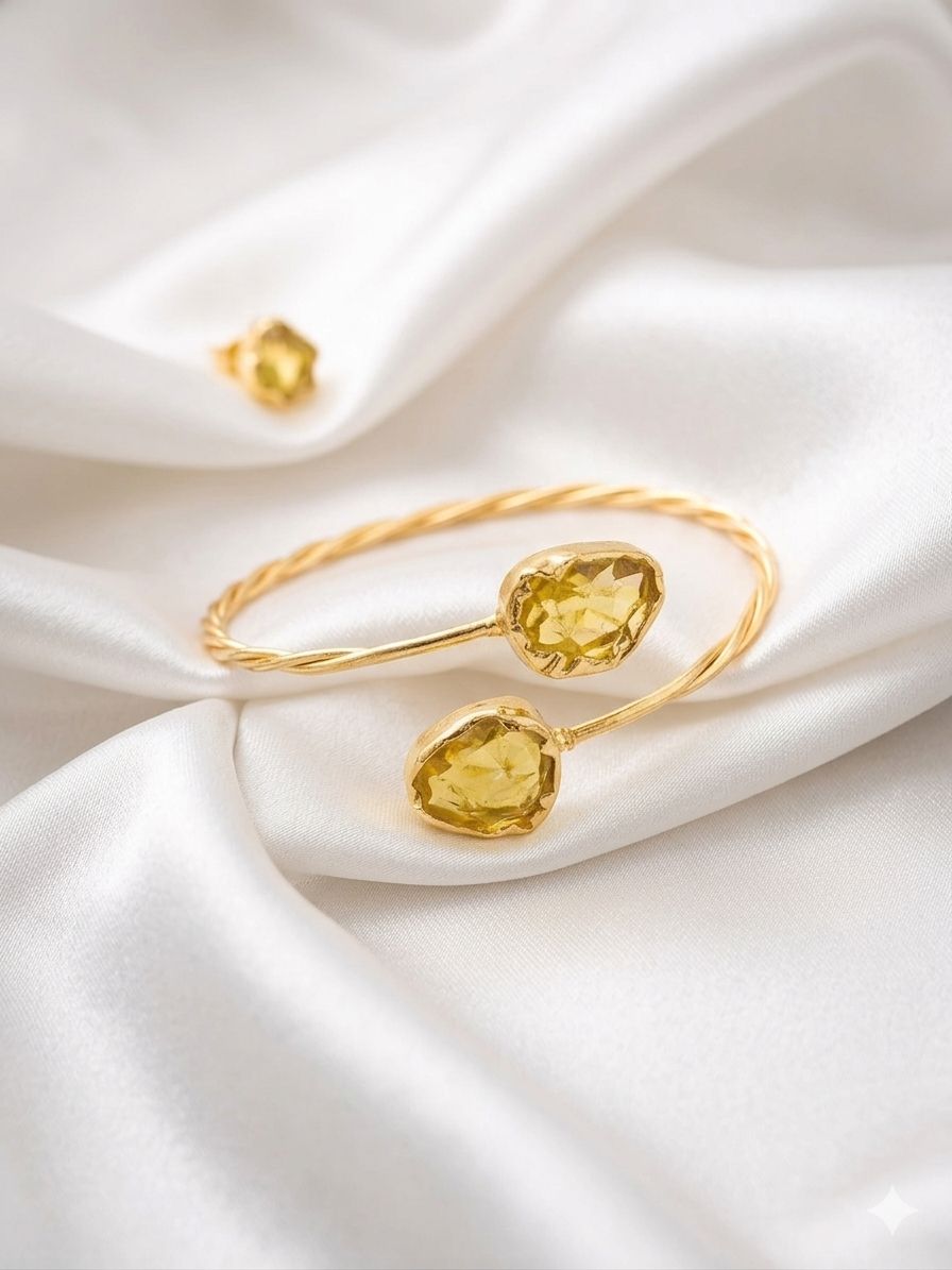 Stunning Yellow Gem Stone Brass Bracelet