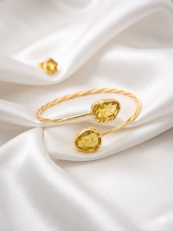 Stunning Yellow Gem Stone Brass Bracelet