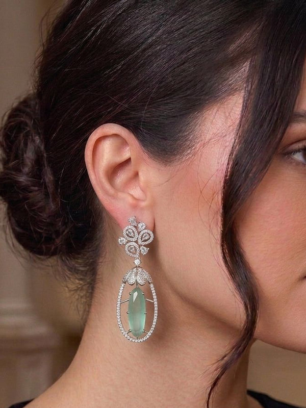 Flower Stone Drop Earring
