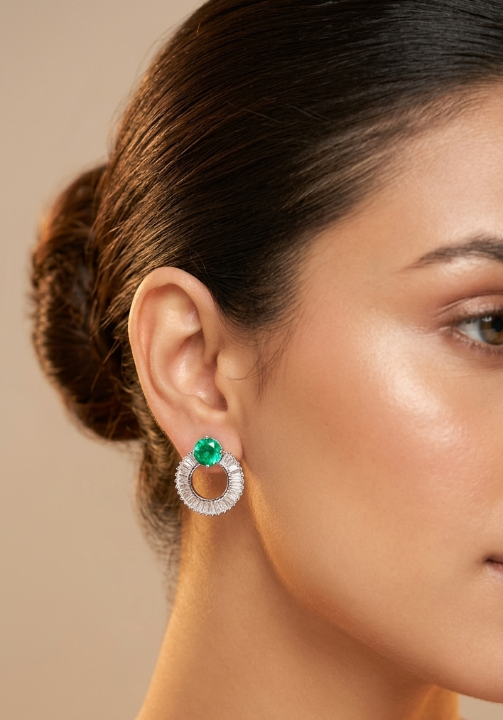 Round American Diamond Stud