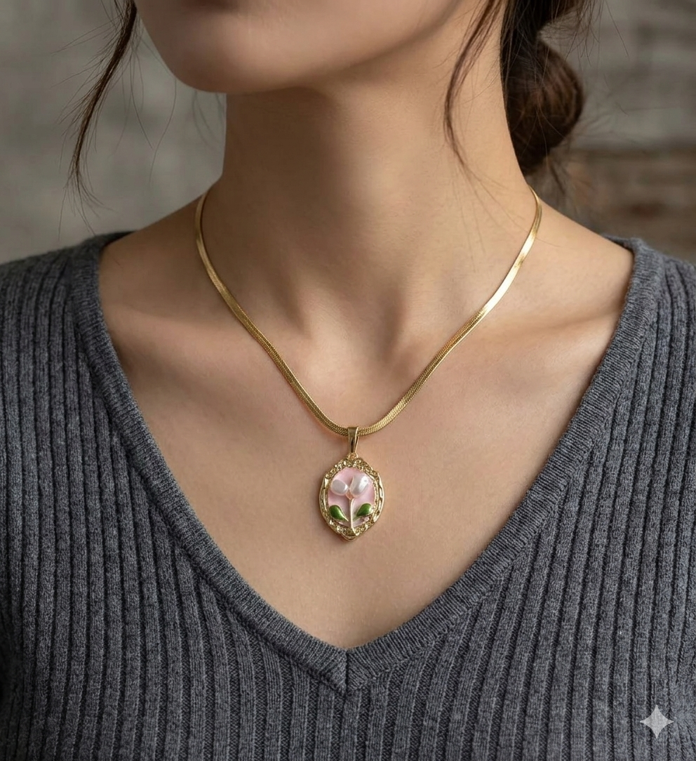 Anti-Tarnish Pearl Flower Pendant
