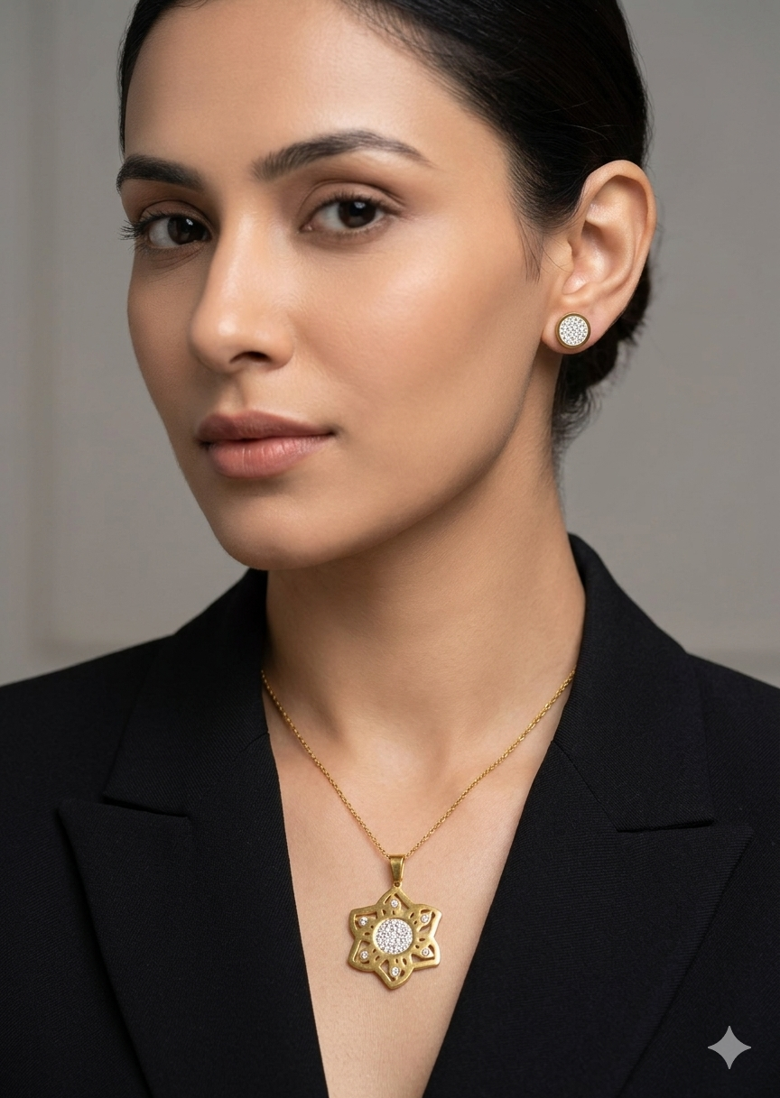 Gold Plated Star Shape Pendant Set