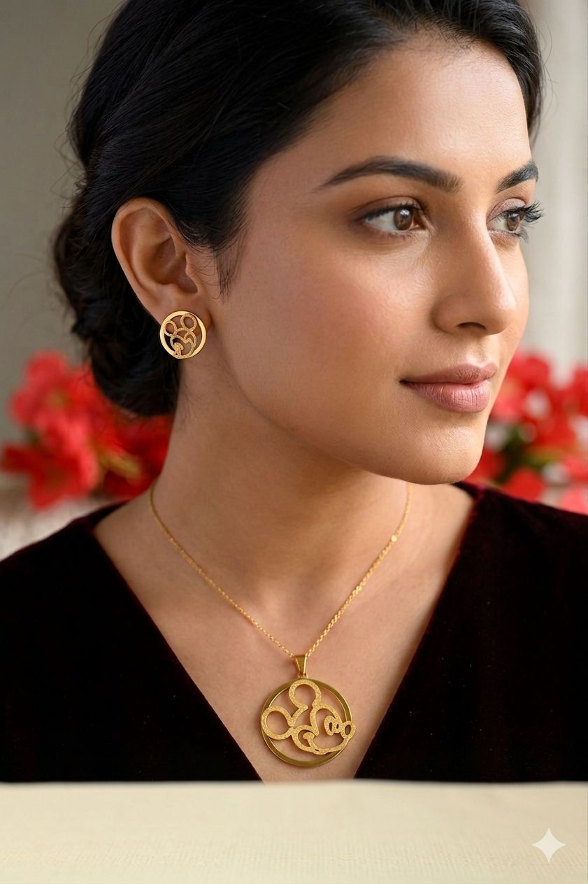 Micky Mouse Gold Plated Pendant Set