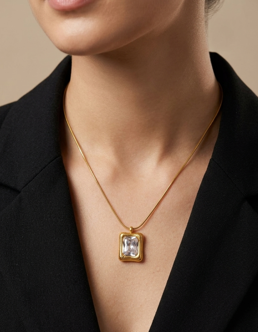 Single Diamond Rectangular Pendant