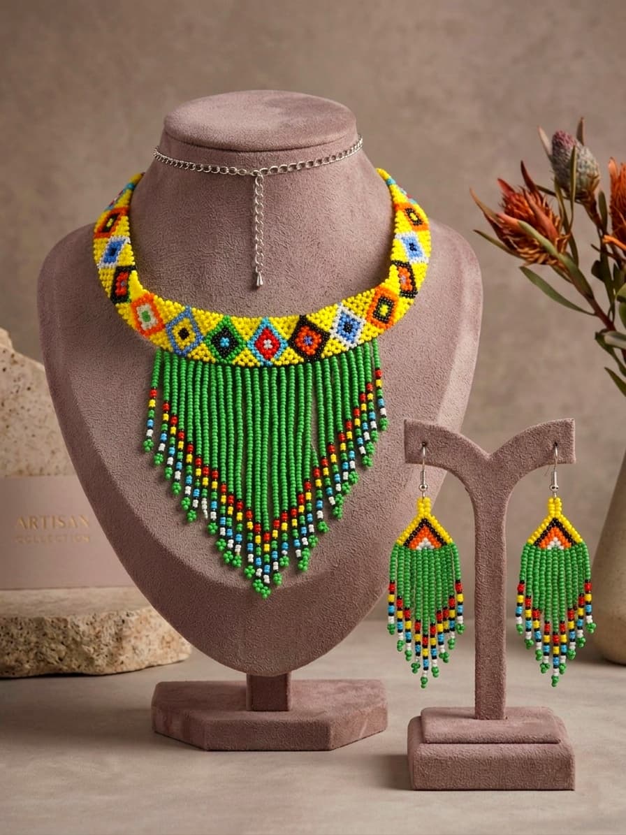 Multicolor Handcrafted Seed Beads Choker Set