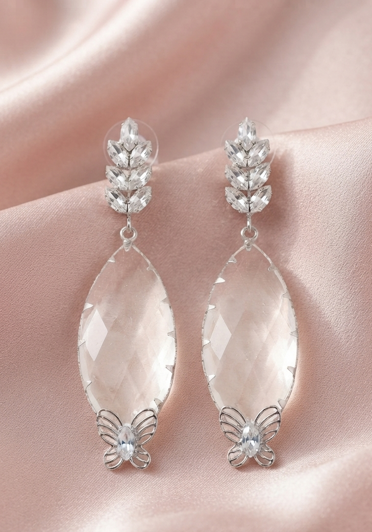 Natural Citrine And White Diamond Earrings