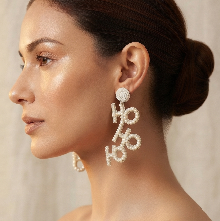 HOHO White Boho Beaded Earrings