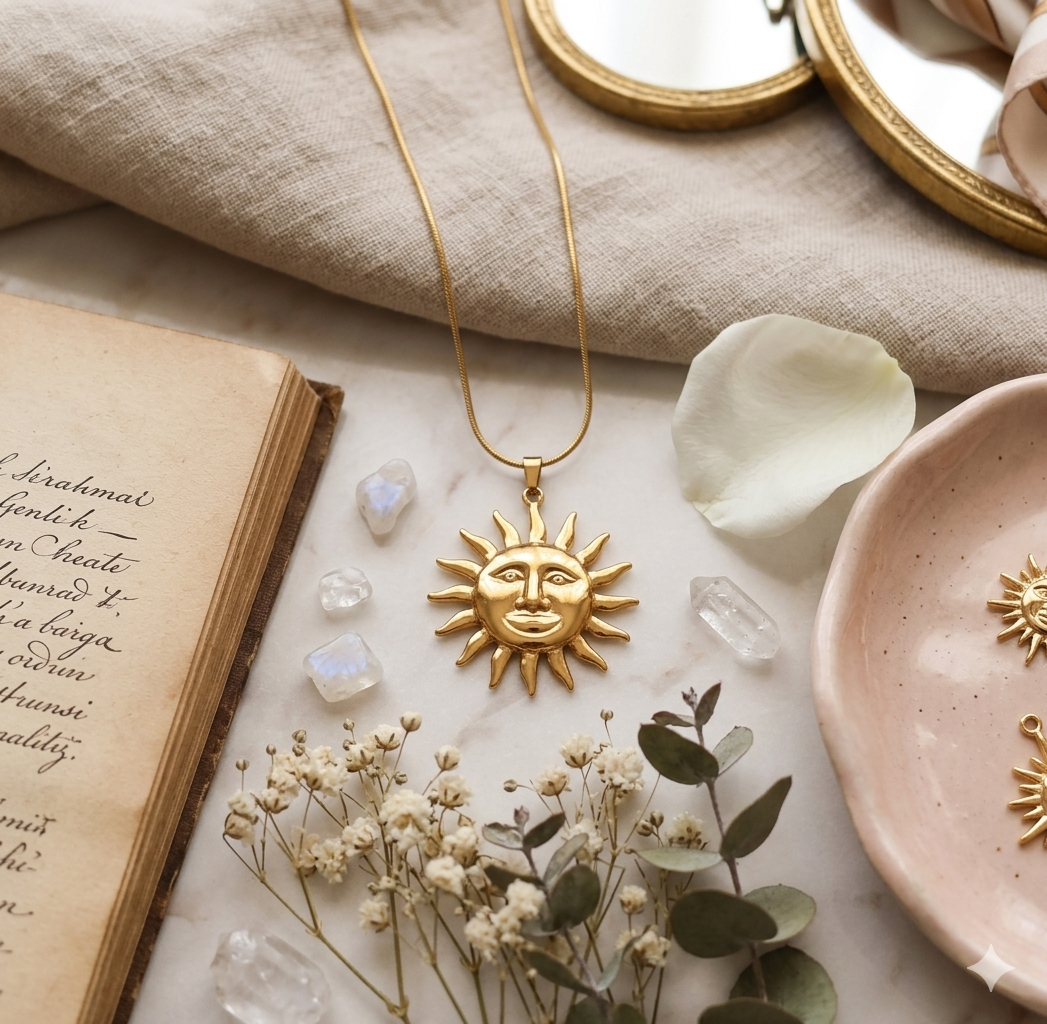 Anti-Tarnish Sun Design Pendant Chain