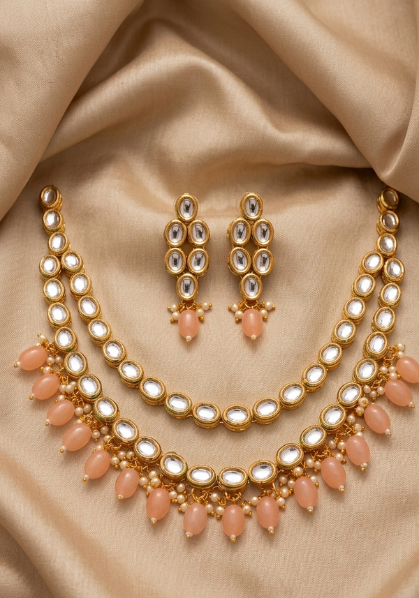 Meraki Gold Plated Kundan Necklace Set