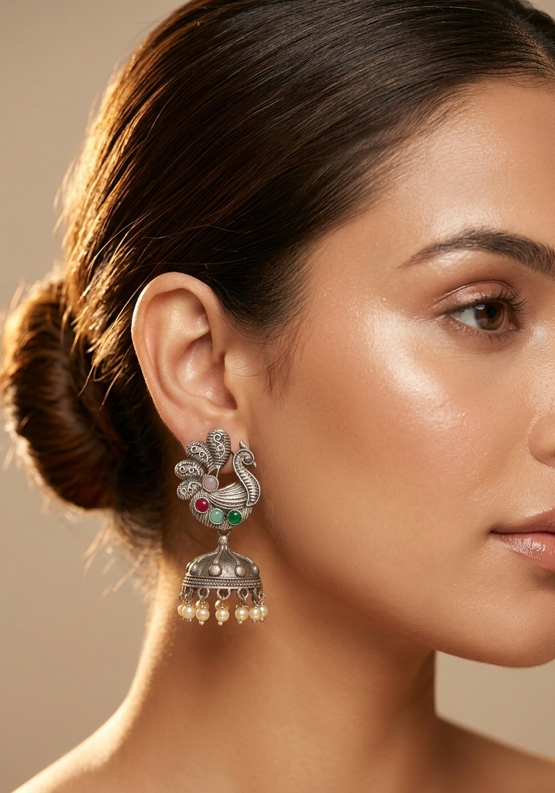 Multicolor Oxidized Pearl Jhumki