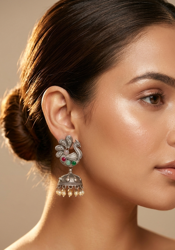 Multicolor Oxidized Pearl Jhumki