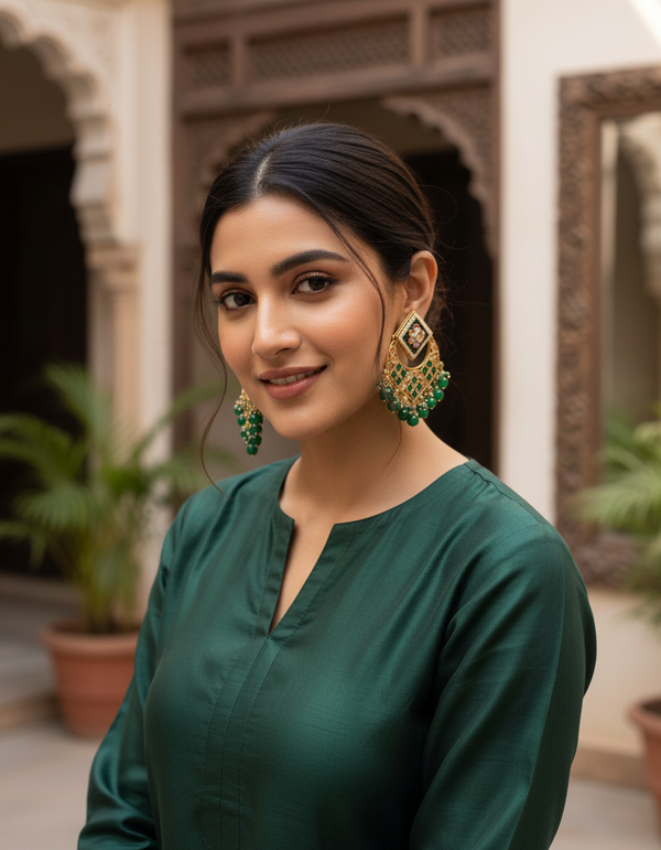 Traditional Meenakari Kundan Studded Earring