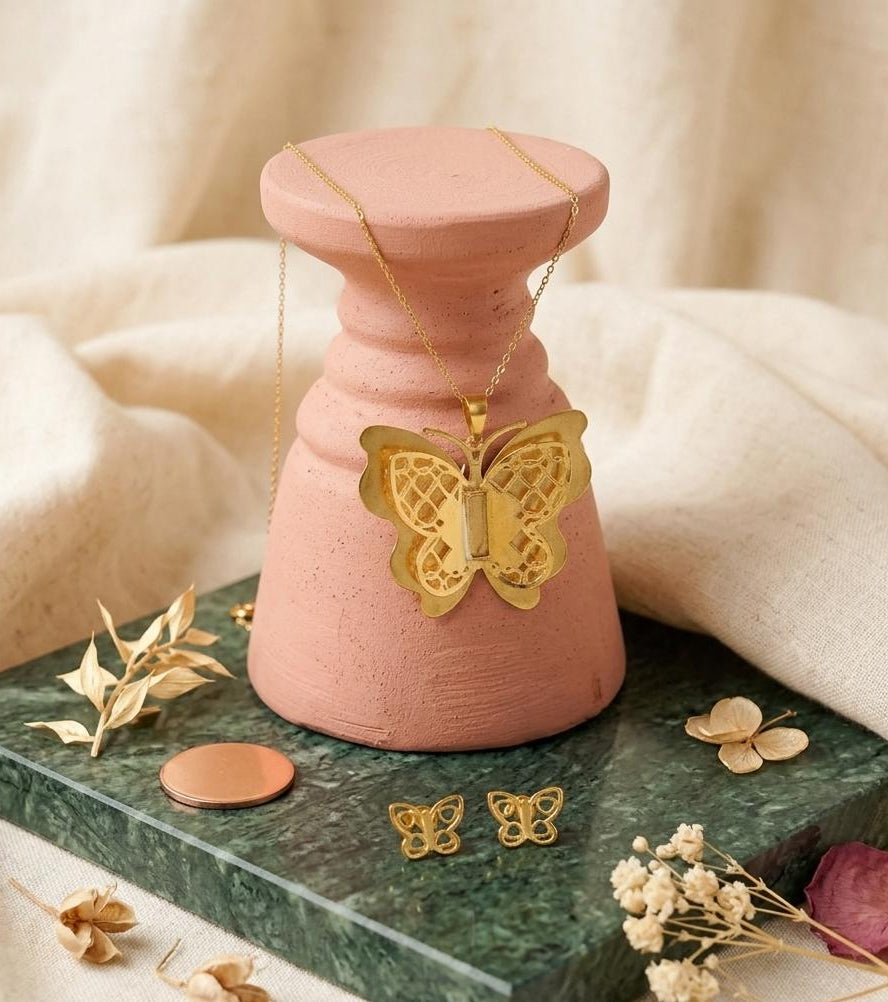 Butterfly Gold Plated Pendant Set