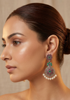 Floral Pearl Drop Oxidized Earrings