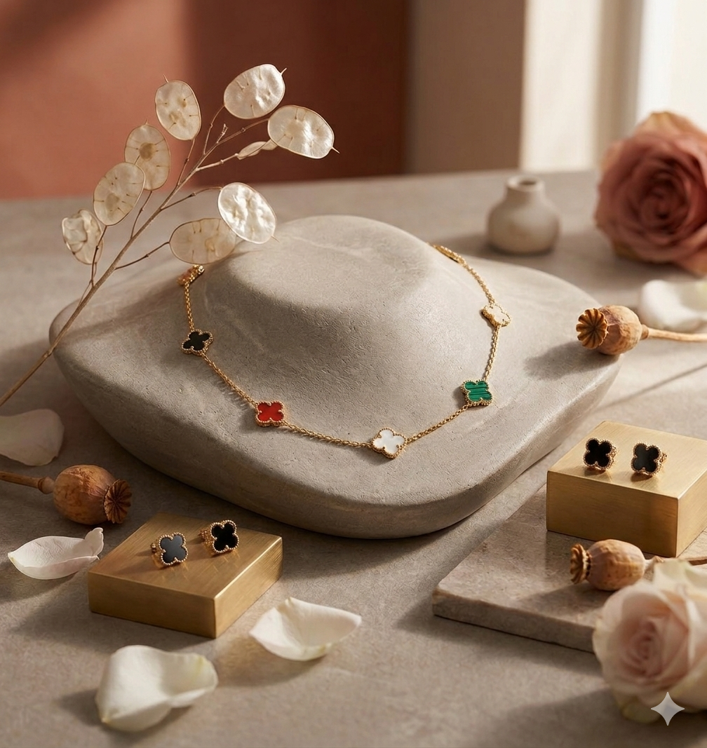 Clover Leaf Multicolor Necklace Set