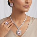 Pink Stone AD Necklace Set