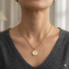 Gold Circle Half Moon Pendant Necklace