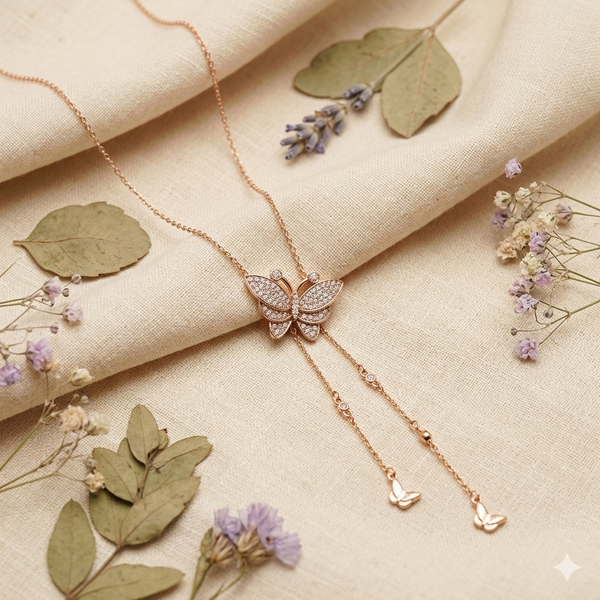 Rose Gold Plated Butterfly Pendant with Chain