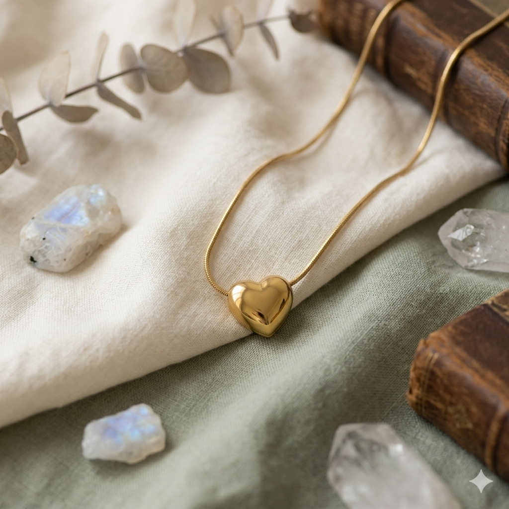 Heart Drop Gold Pendant Necklace