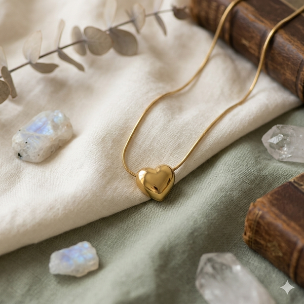Heart Drop Gold Pendant Necklace