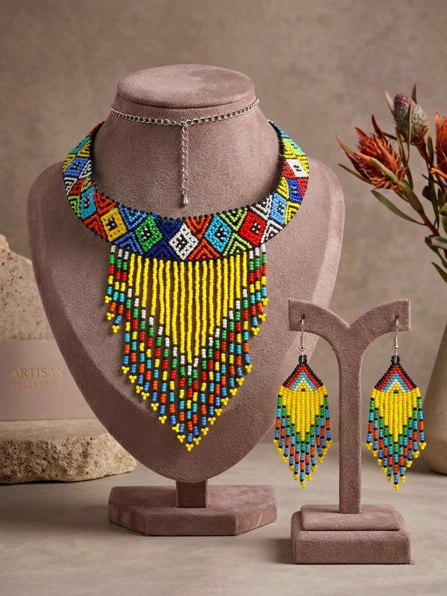 Multicolor Handcrafted Seed Beads Choker Set