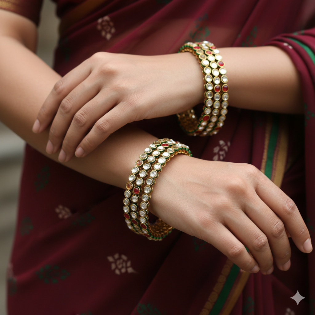 Multicolor Stones four Bangles For Women