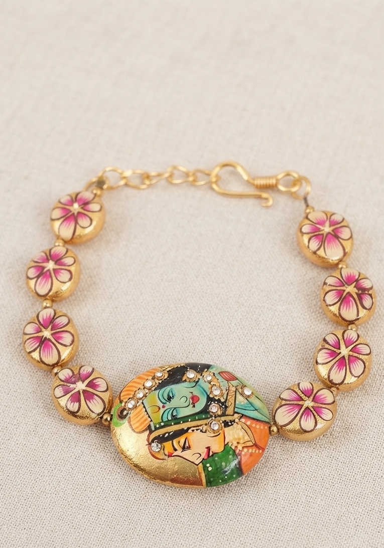 Gold Plated Radha-Krishna Design Bracelets