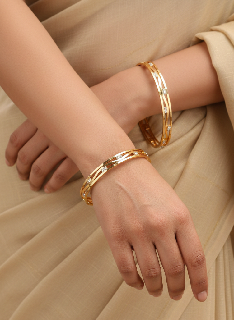 Gold Plated Indian Bangles With Diamonds