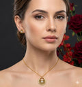 Round Shape Gold Plated Pendant Set