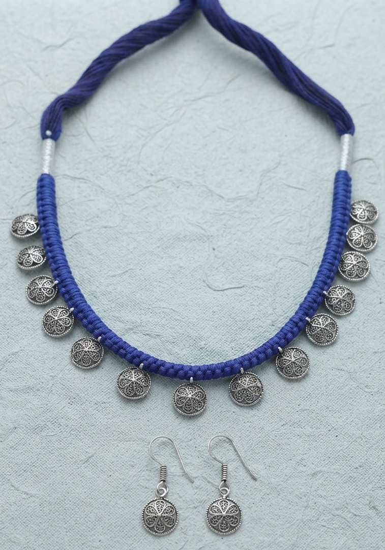 Designer Silver Oxidized Necklace
