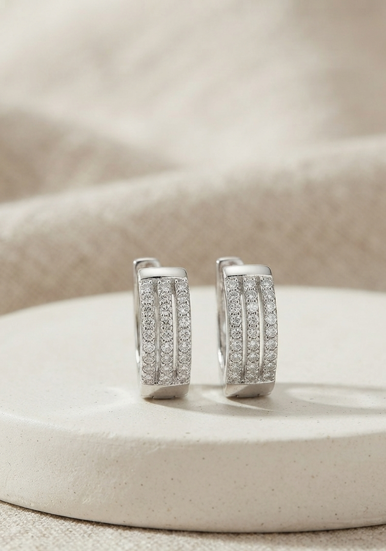 Silver Frosty Style Earrings