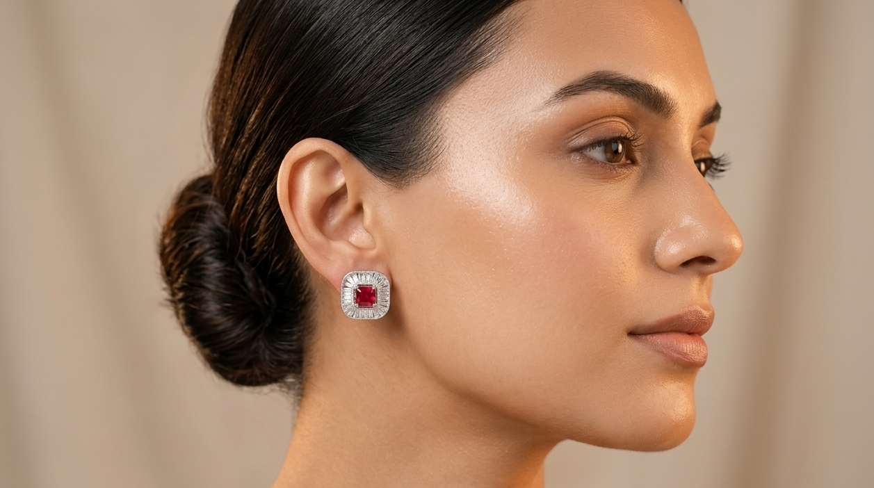 Classy Squar Cut Diamond Studs