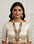 Brown-White Handmade Beads Necklace