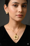 Flower With Tiny Pearls Gold Plated Pendant Set