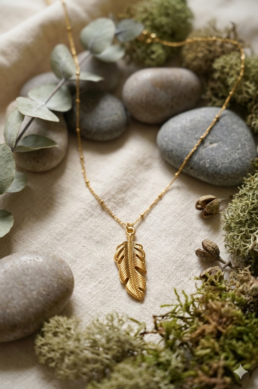 Anti-tarnish Feather Charm Pendant