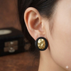 Black Round Shape Earring